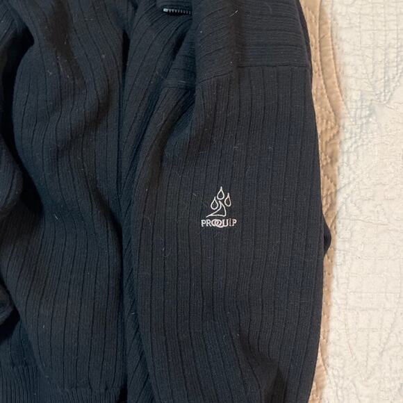 ProQuip Lambswool Lined 1/4 Zip Golf Sweater Large Windproof Ribbed Outdoor - Picture 5 of 8